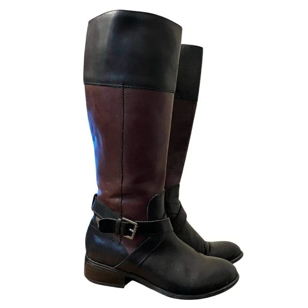Lauren Ralph Lauren Ladies Size 6 M Black Brown Leather Knee High Riding Boots